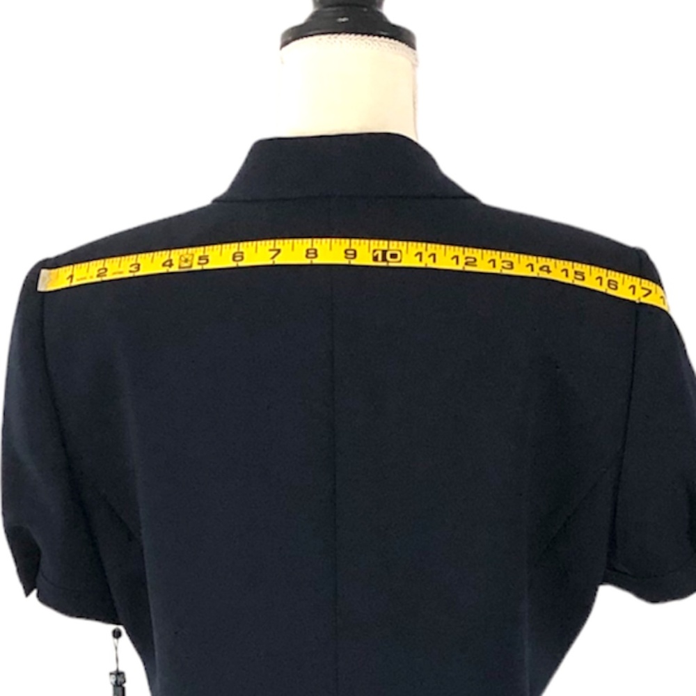 Tahari ASL Navy Blue Short Sleeve Skirt Suit with Pleat Detail Size 14P - Picture 6 of 16